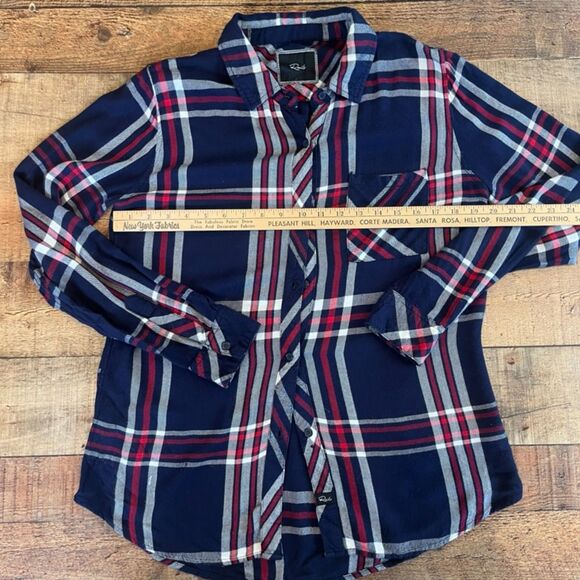 Rails Hunter Navy Blue Plaid Flannel Shirt Button Front Small $188 - Picture 5 of 9